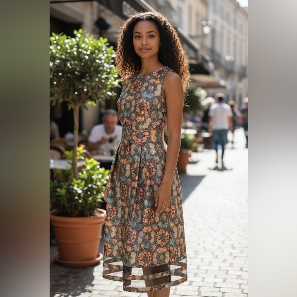Sachin + Babi Multicolor Floral Sleeveless Midi Dress Size 10